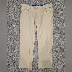 Iron Co Jeans Men's 40 x 32 tan beige Flex stretch material regular fit straight